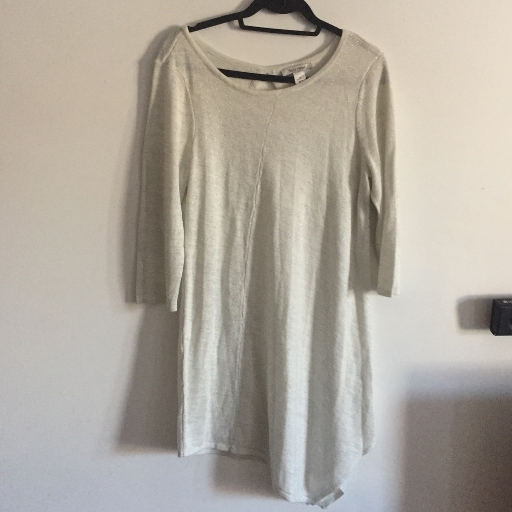WHBM White Sparkle A-symmetrical T-shirt Dress